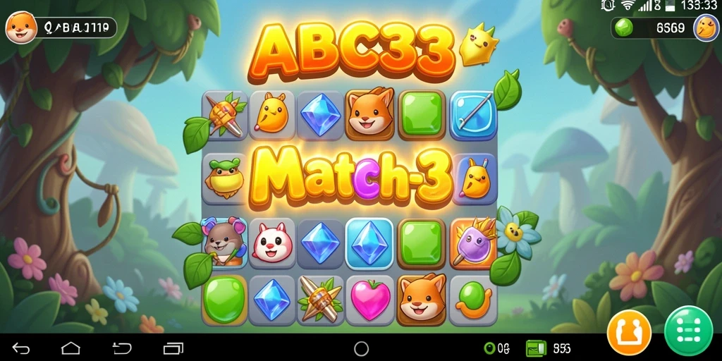 Tampilan seru gameplay ABC33 dalam match-3 yang menantang.