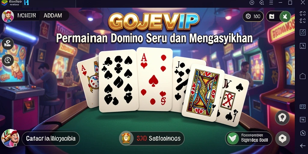 Screenshot gameplay GOJEKVIP menampilkan suasana seru permainan domino.