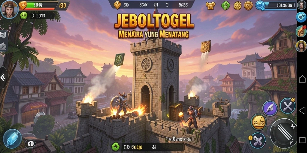 Tangkapan layar gameplay JEBOLTOGEL dengan aksi menara yang menegangkan.