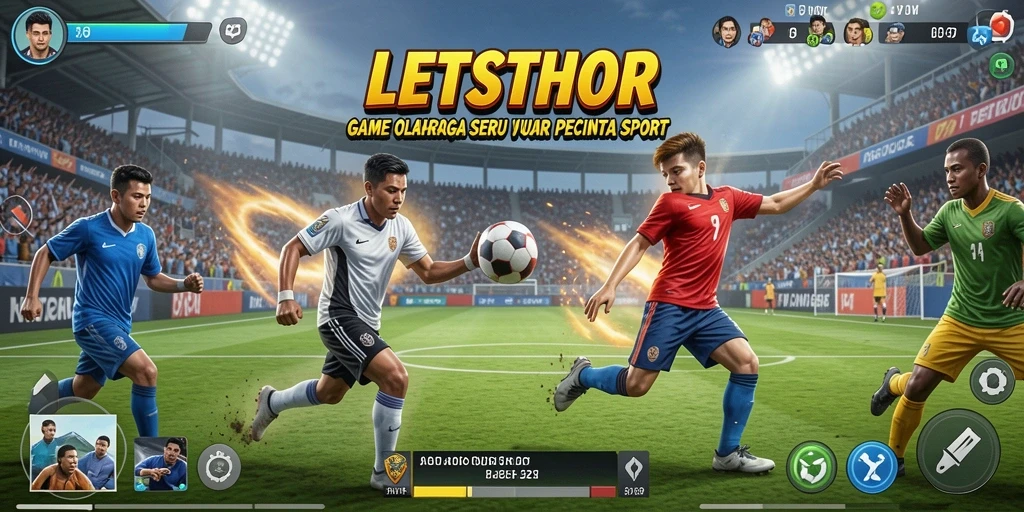 Tampilan gameplay LETSTHOR dengan aksi seru olahraga.