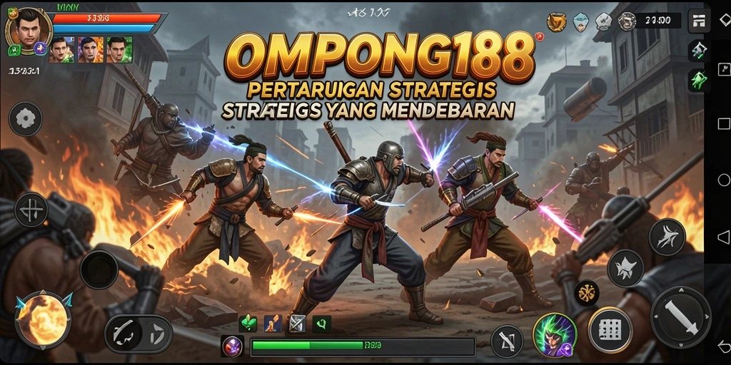 Screenshot utama OMPONG188 dengan aksi pertempuran strategis yang seru.