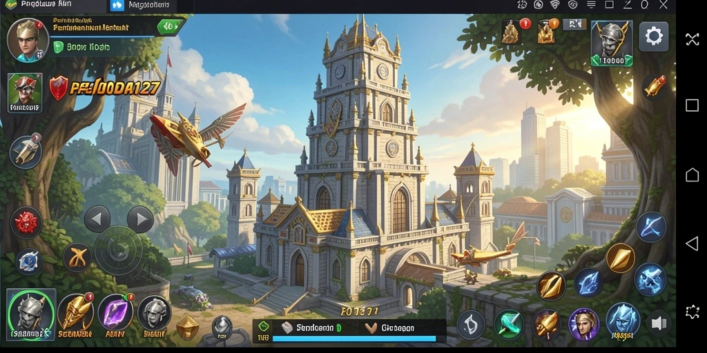 Screenshot gameplay <strong>PAGODA127</strong> menampilkan pertahanan menara yang dinamis.