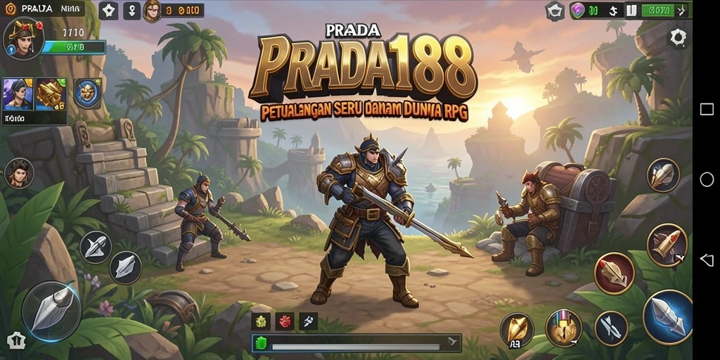 Screenshot utama PRADA188 menampilkan pertarungan epik dalam dunia RPG.