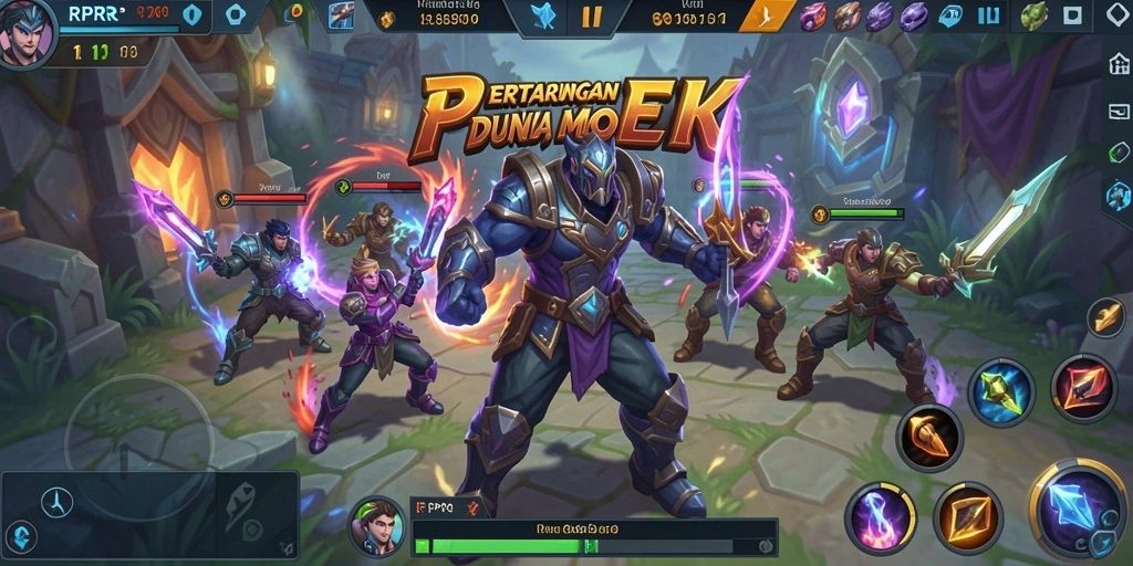 Screenshot menunjukkan pertarungan tim di arena RPRR yang mendebarkan.