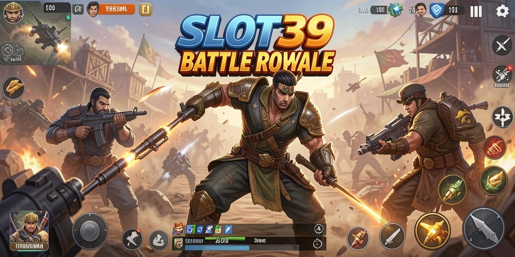 Tampilan gameplay SLOT39 yang seru dan mendebarkan di arena Battle Royale.
