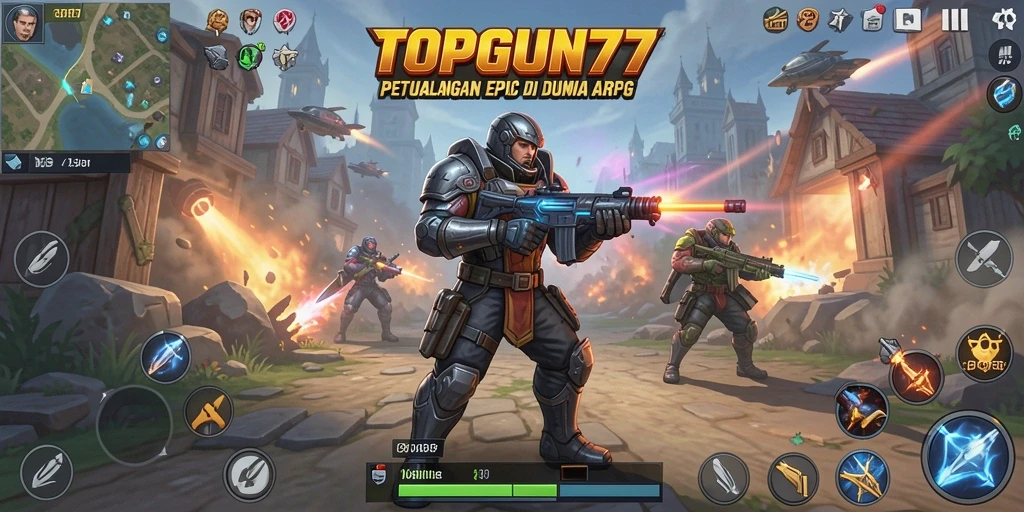 Tangkapan layar permainan <strong>TOPGUN77</strong> menunjukkan aksi pertarungan yang mendebarkan di dunia ARPG.